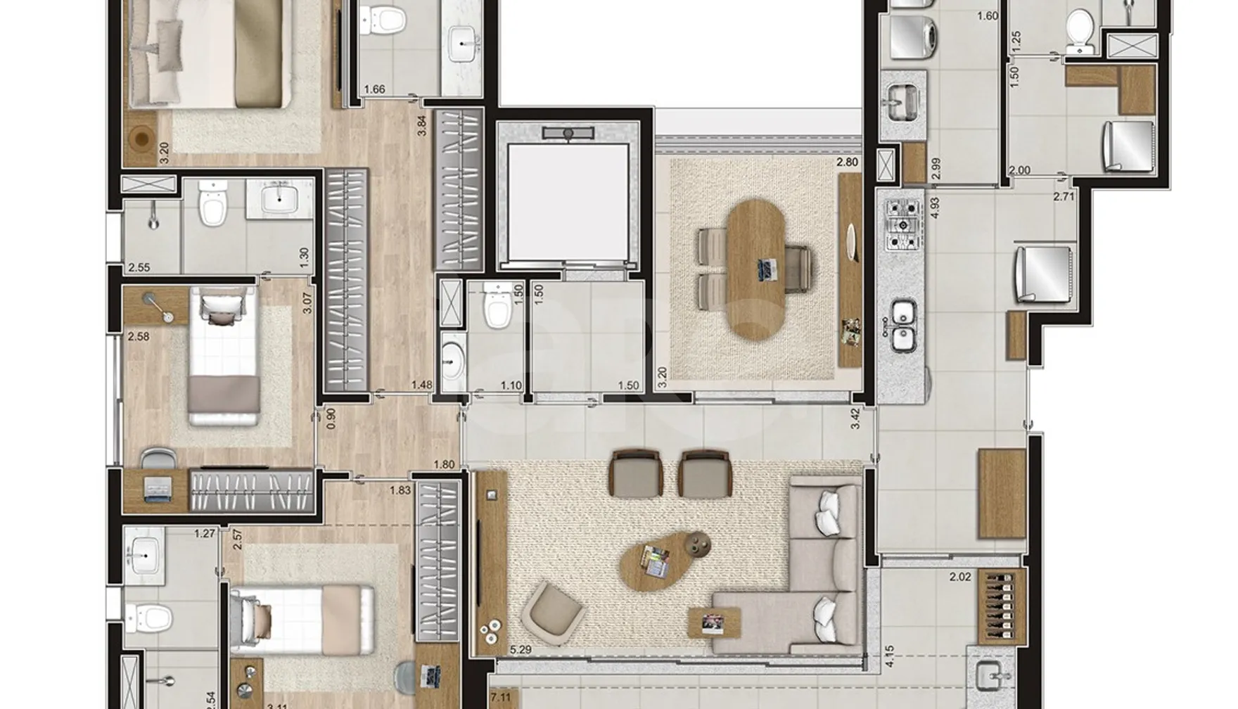 Planta — Apartamento 150 m²