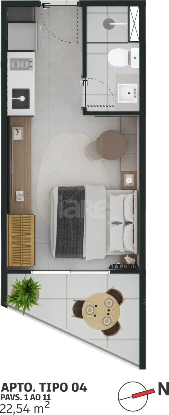 Planta — Studio 22,54 m²