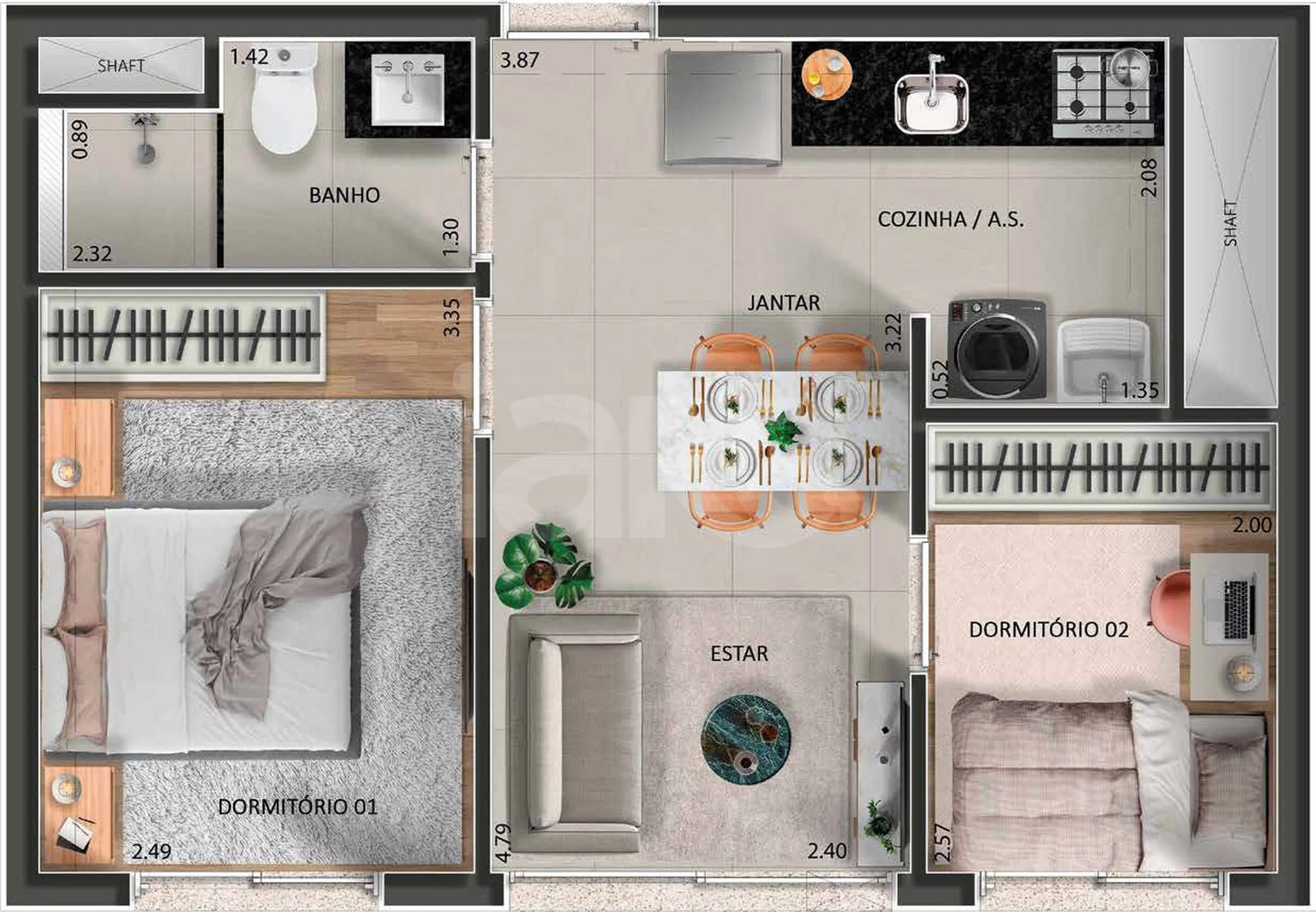 Planta — Apartamento 36,77 m²