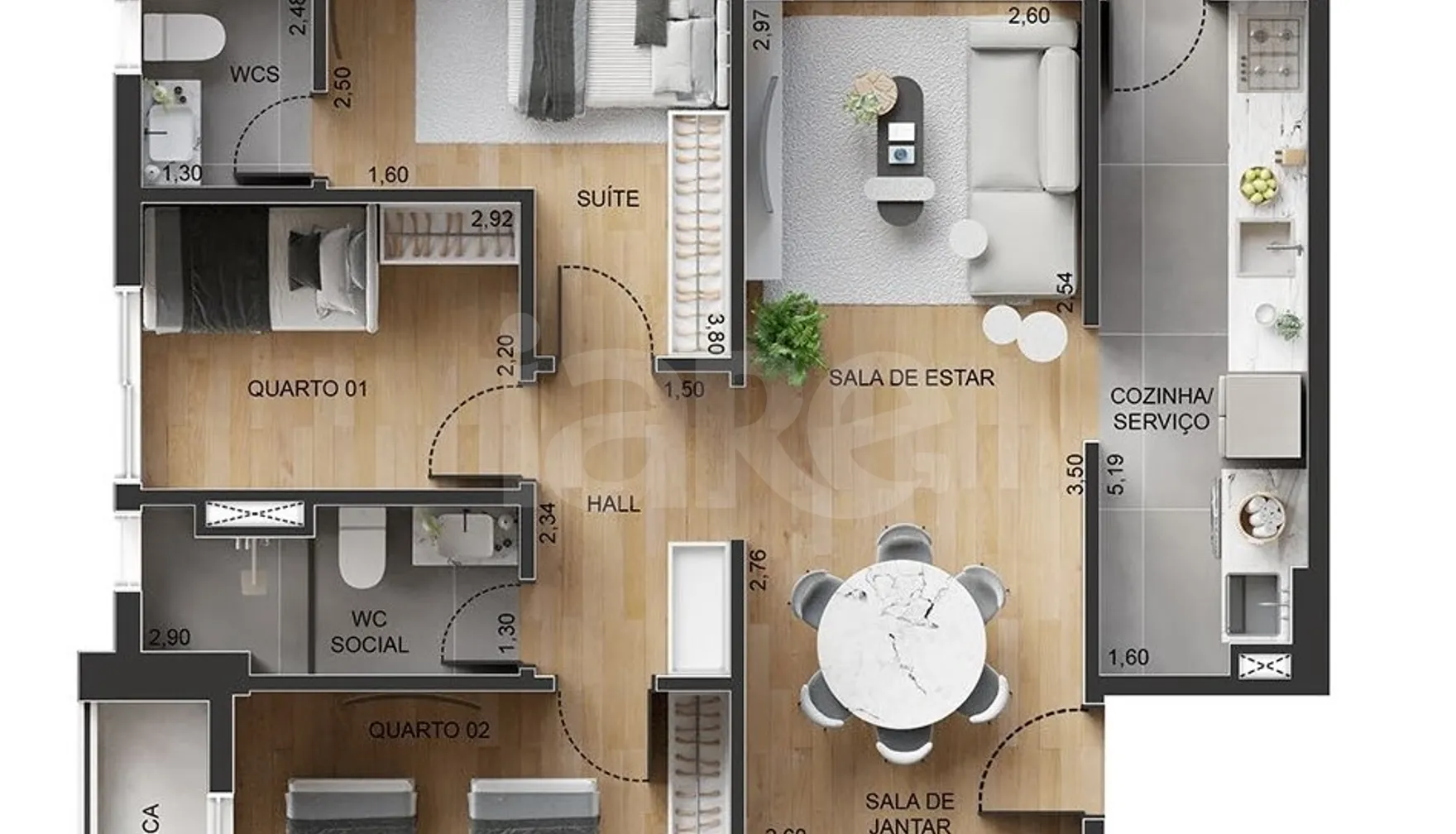 Planta — Apartamento 82,2 m²