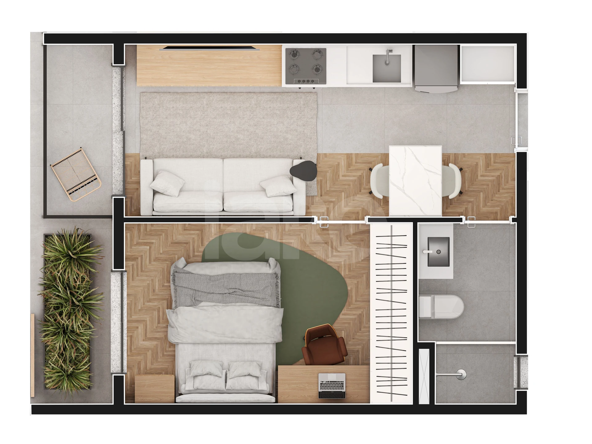 Planta — Apartamento 35,79 m²
