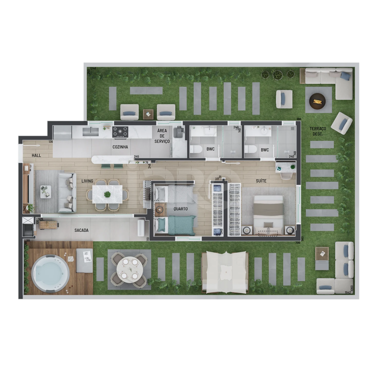 Planta — Garden 156,46 m² · 1º pavimento