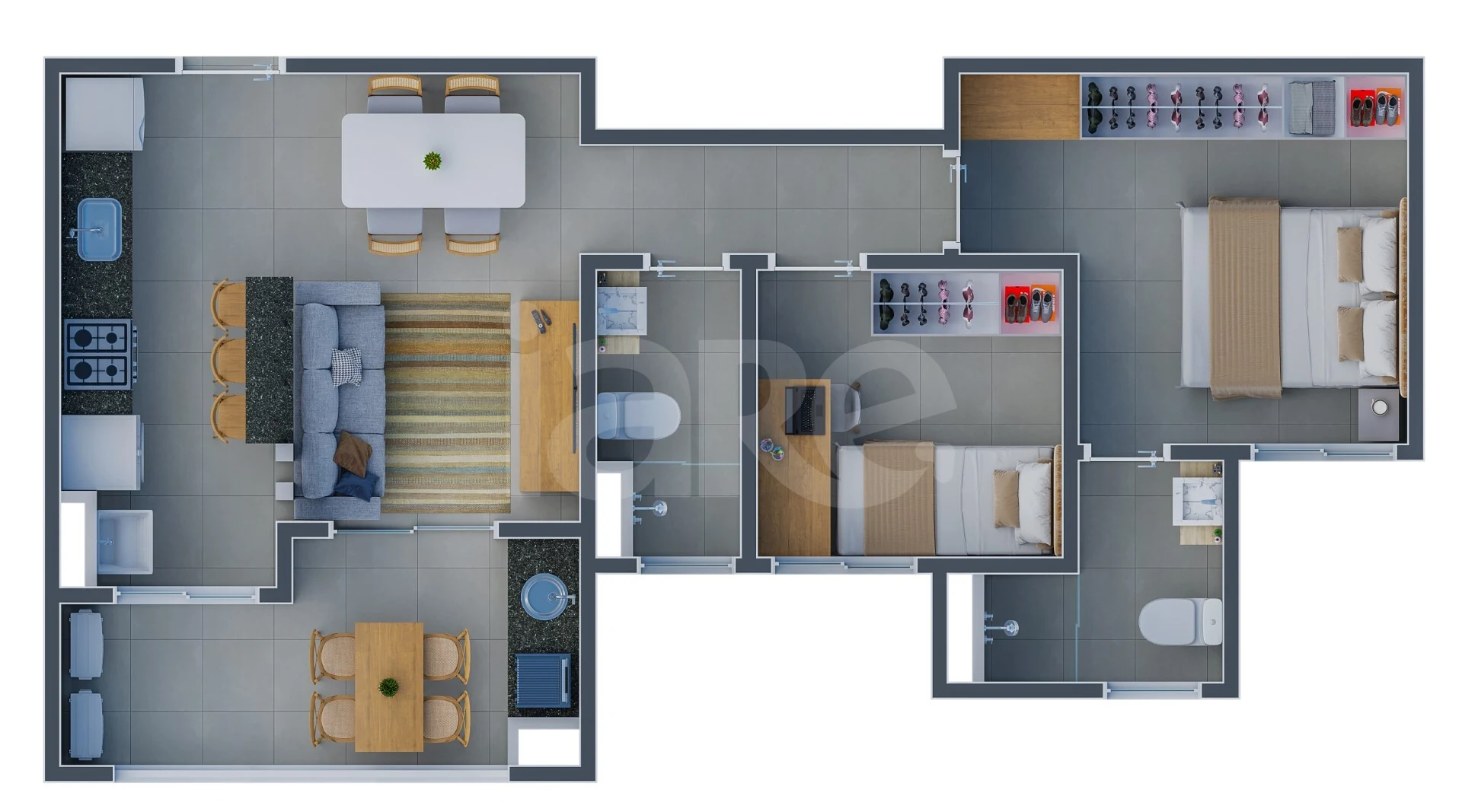 Planta — Apartamento 57,05 m²