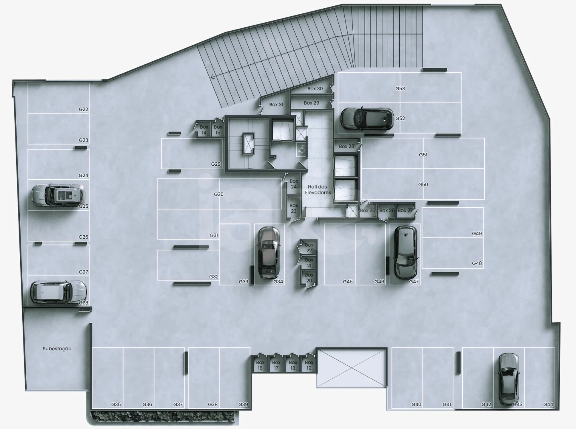 Planta — Pavimento garagem 1