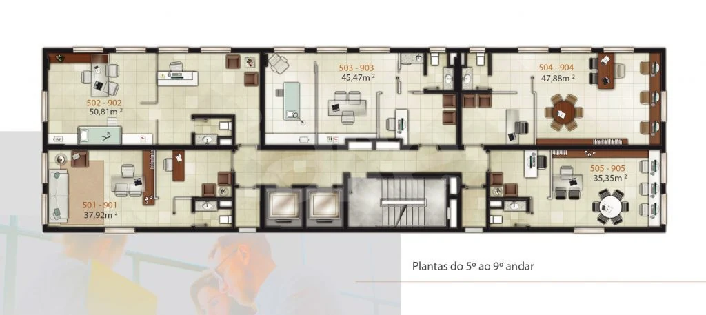 Planta — Implantação quinto ao nono pavimento