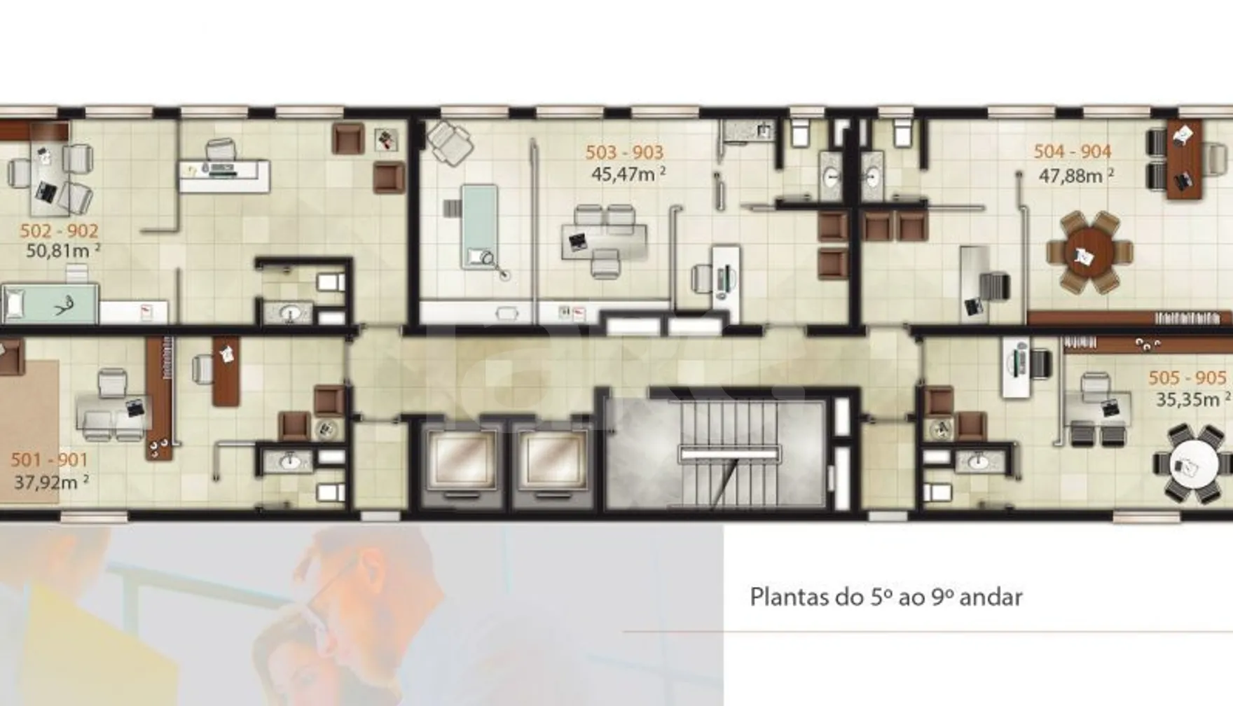Planta — Implantação quinto ao nono pavimento