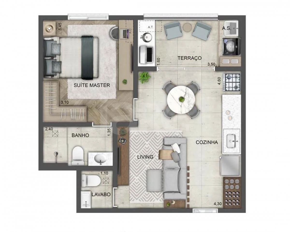 Planta — Apartamento 45,35 m²