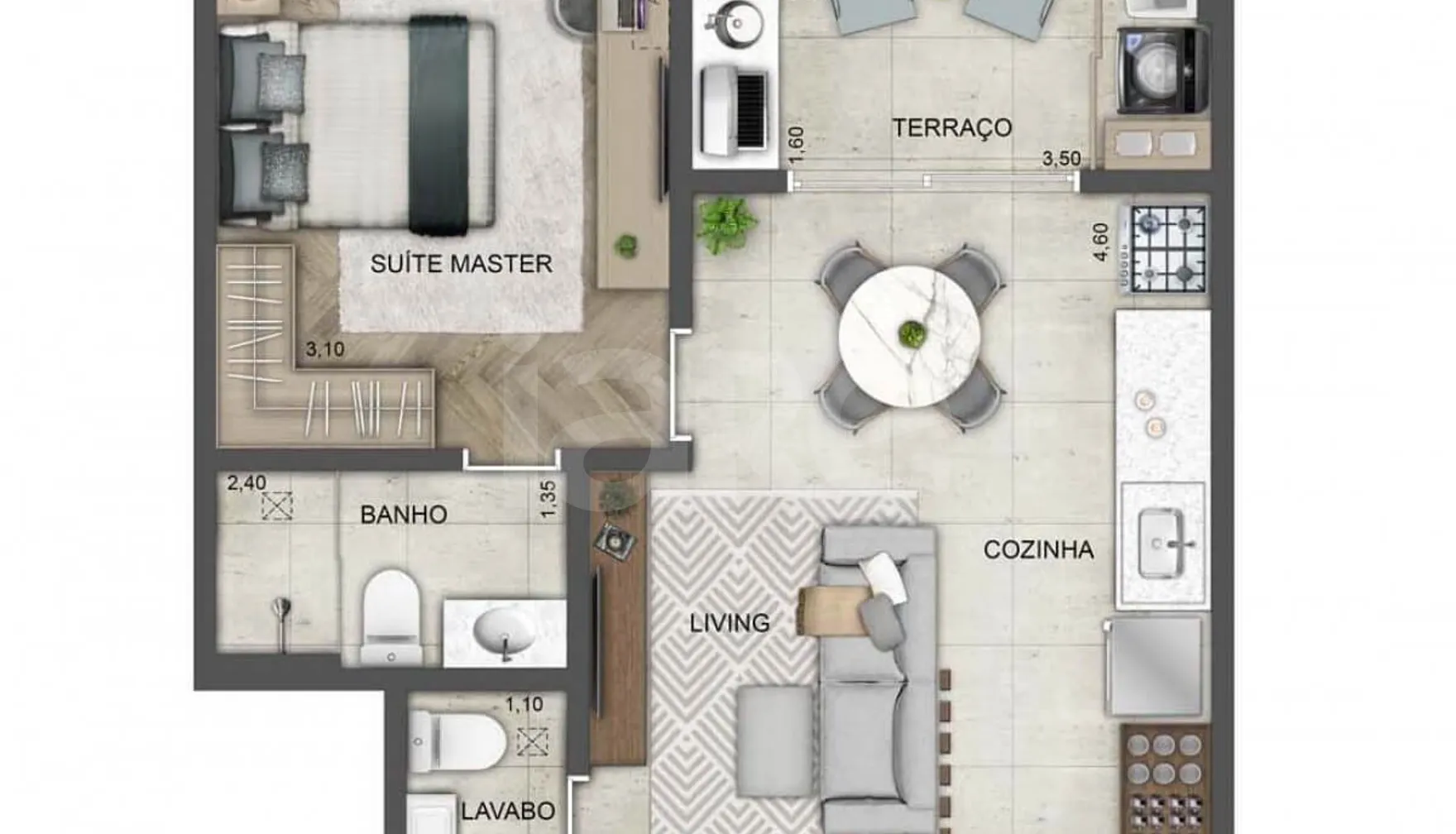 Planta — Apartamento 45,35 m²