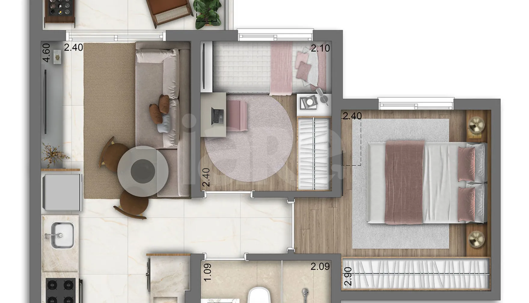 Planta — Apartamento 35,78 m²