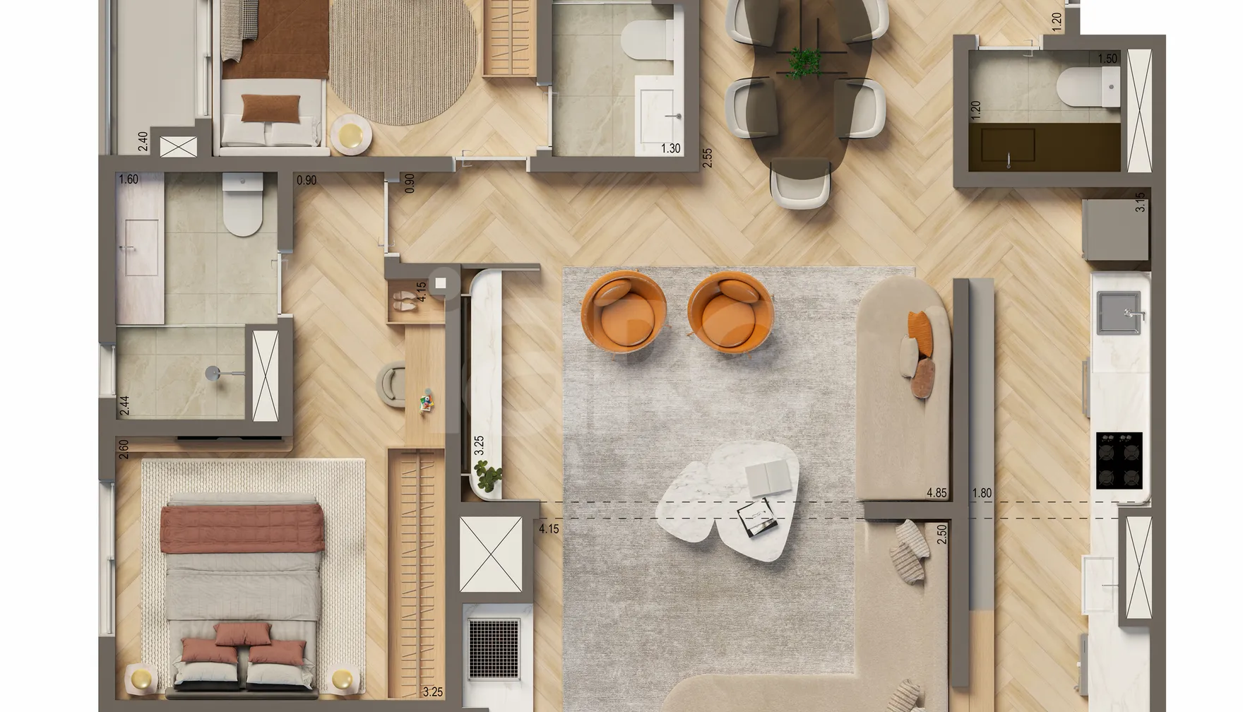 Planta — Apartamento 86,2 m²