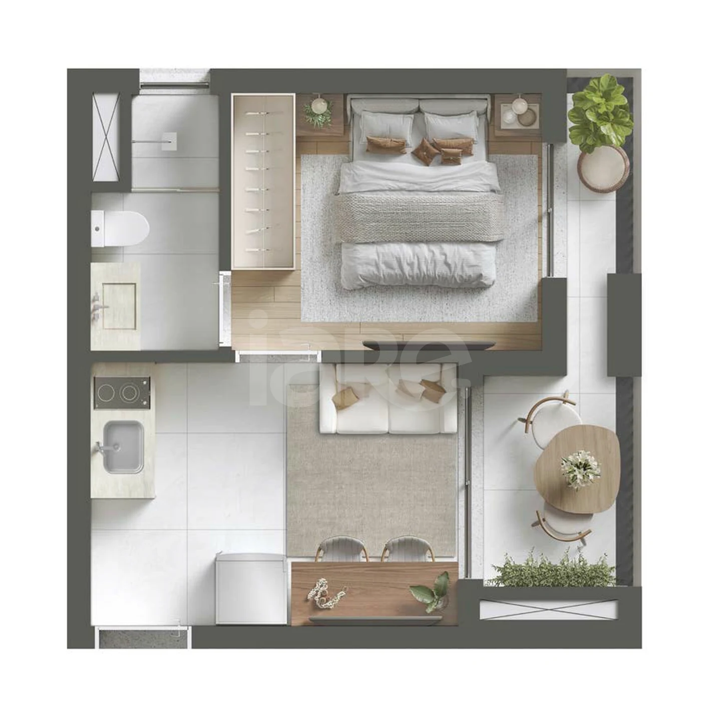 Planta — Studio 24,84 m²