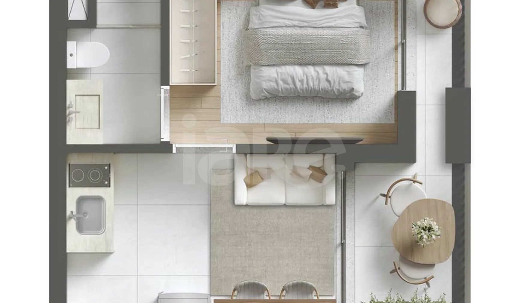 Planta — Studio 24,84 m²