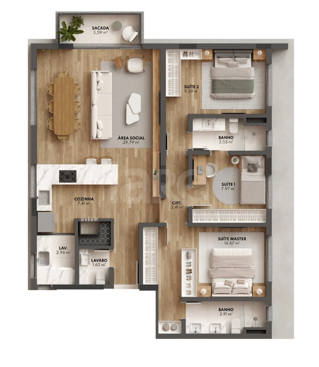 Planta — Apartamento 109,21 m²