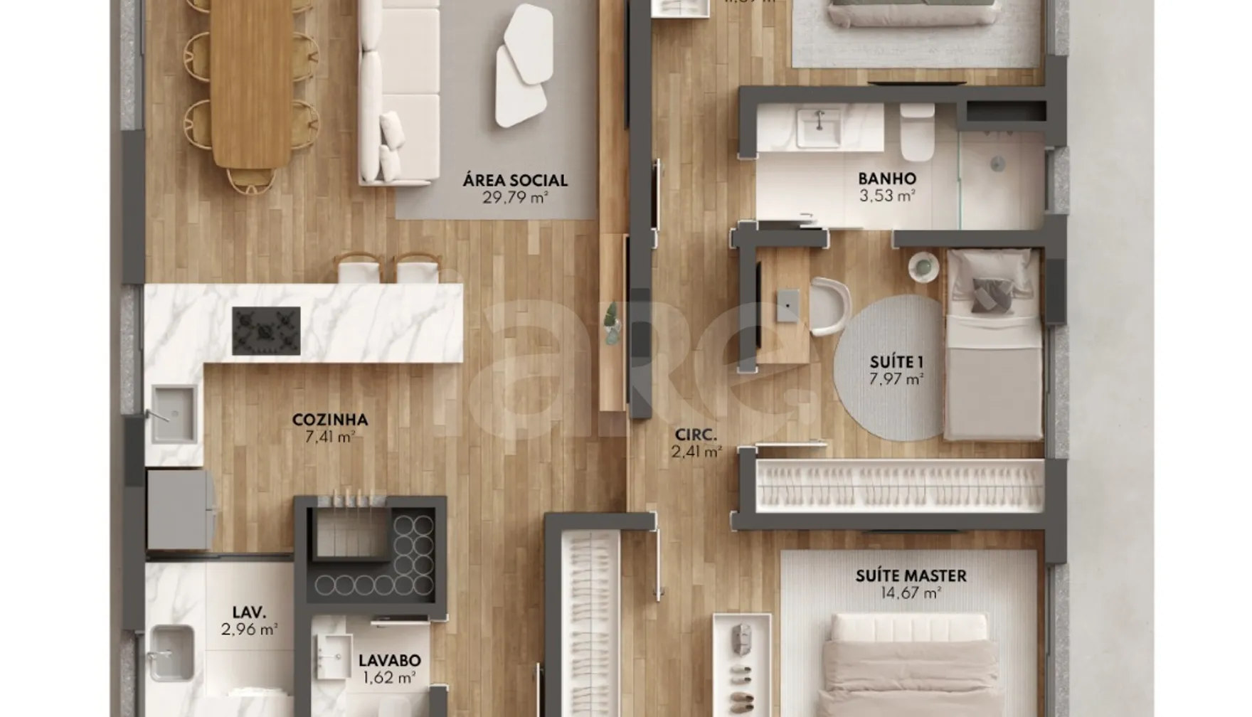 Planta — Apartamento 109,21 m²