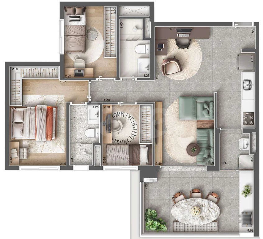 Planta — Apartamento 78,44 m²