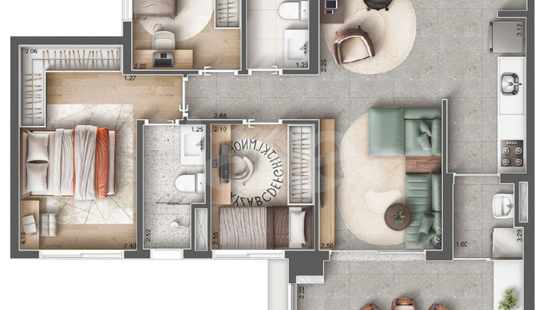 Planta — Apartamento 78,44 m²