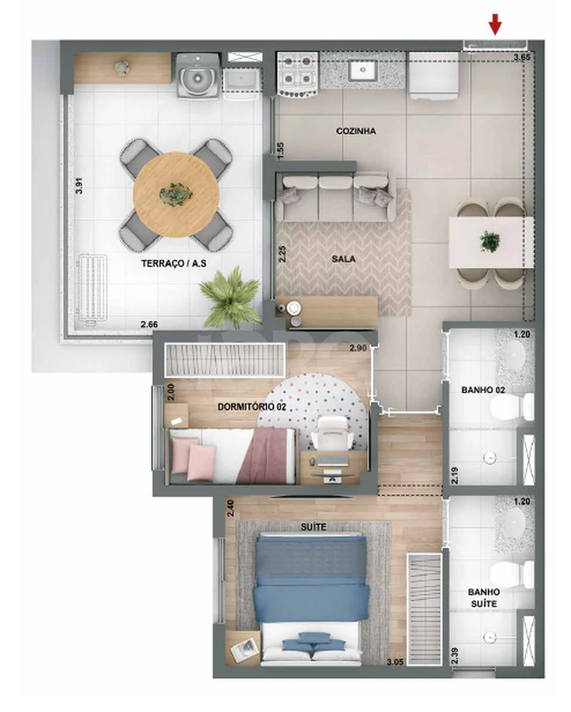 Planta — Apartamento 51 m²