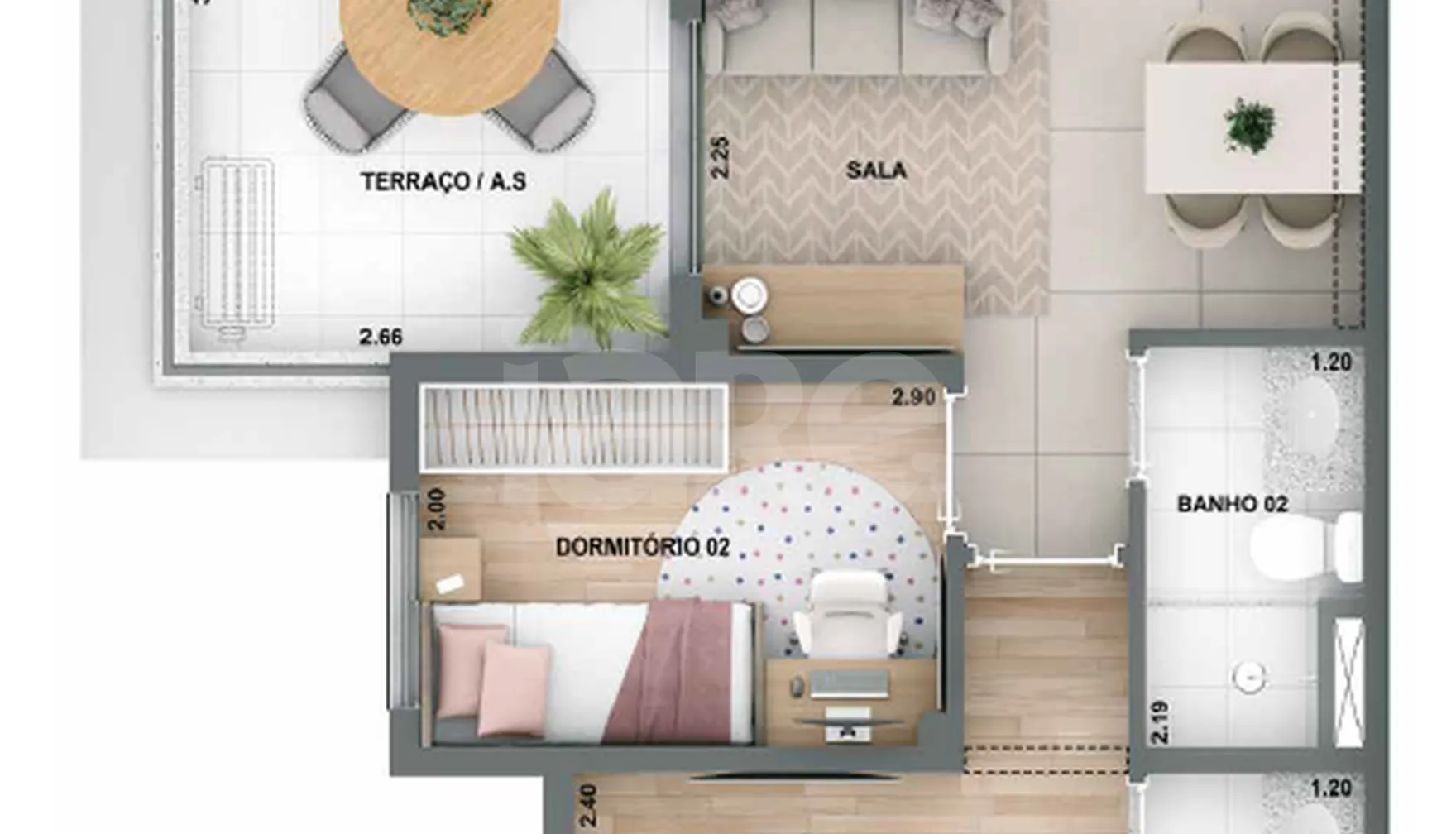 Planta — Apartamento 51 m²
