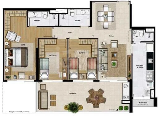 Planta — Apartamento 118,16 m²
