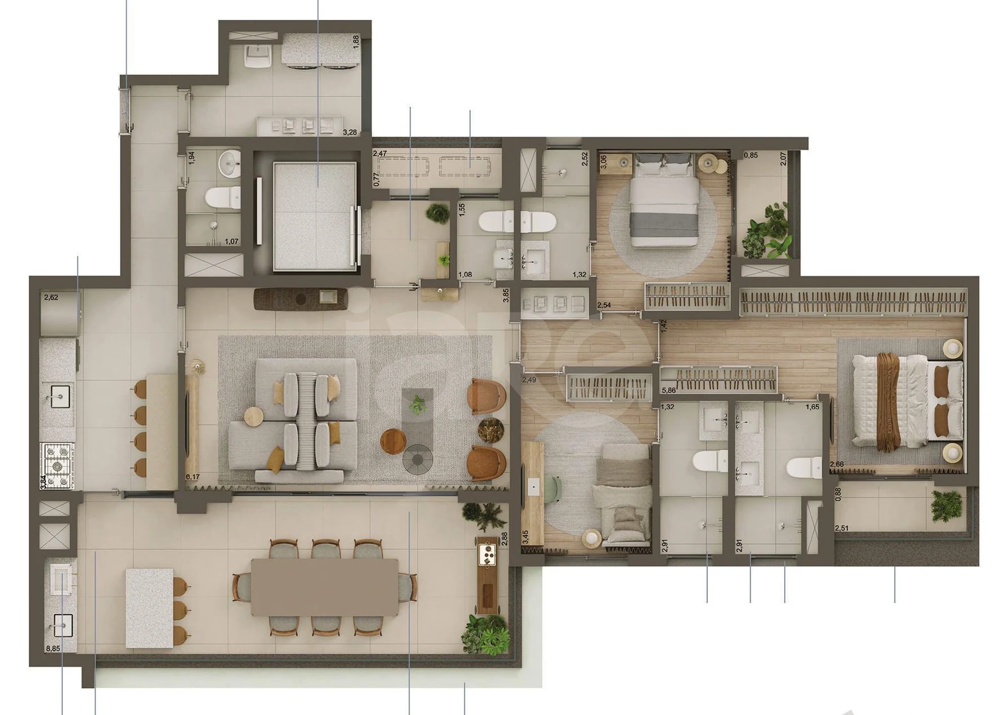 Planta — Apartamento 157 m²