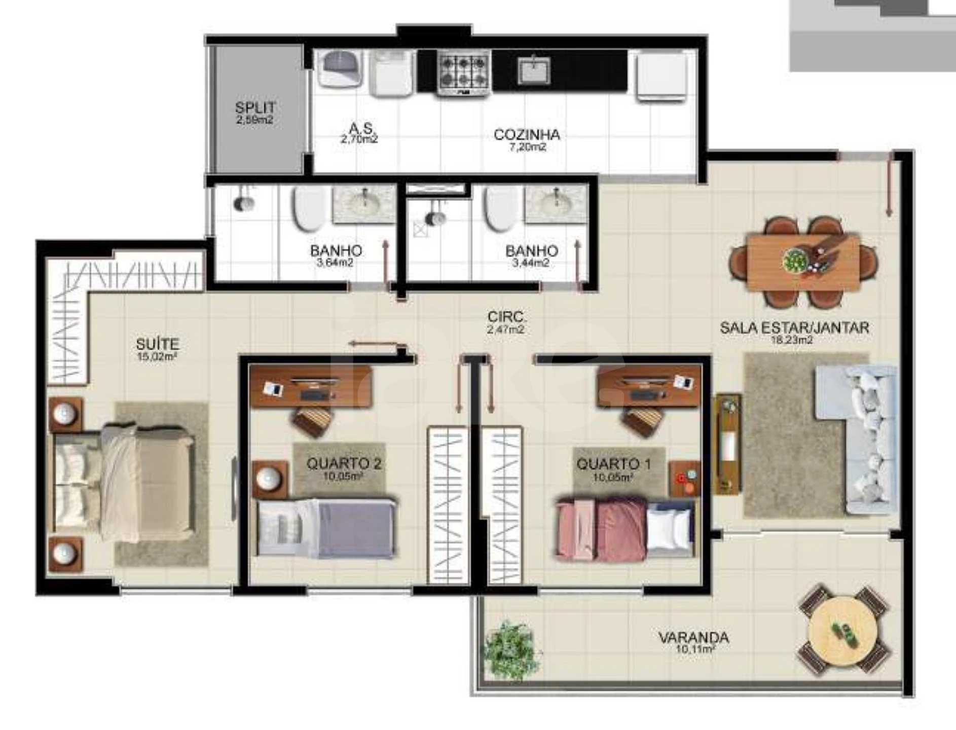 Planta — Apartamento 96,11 m²
