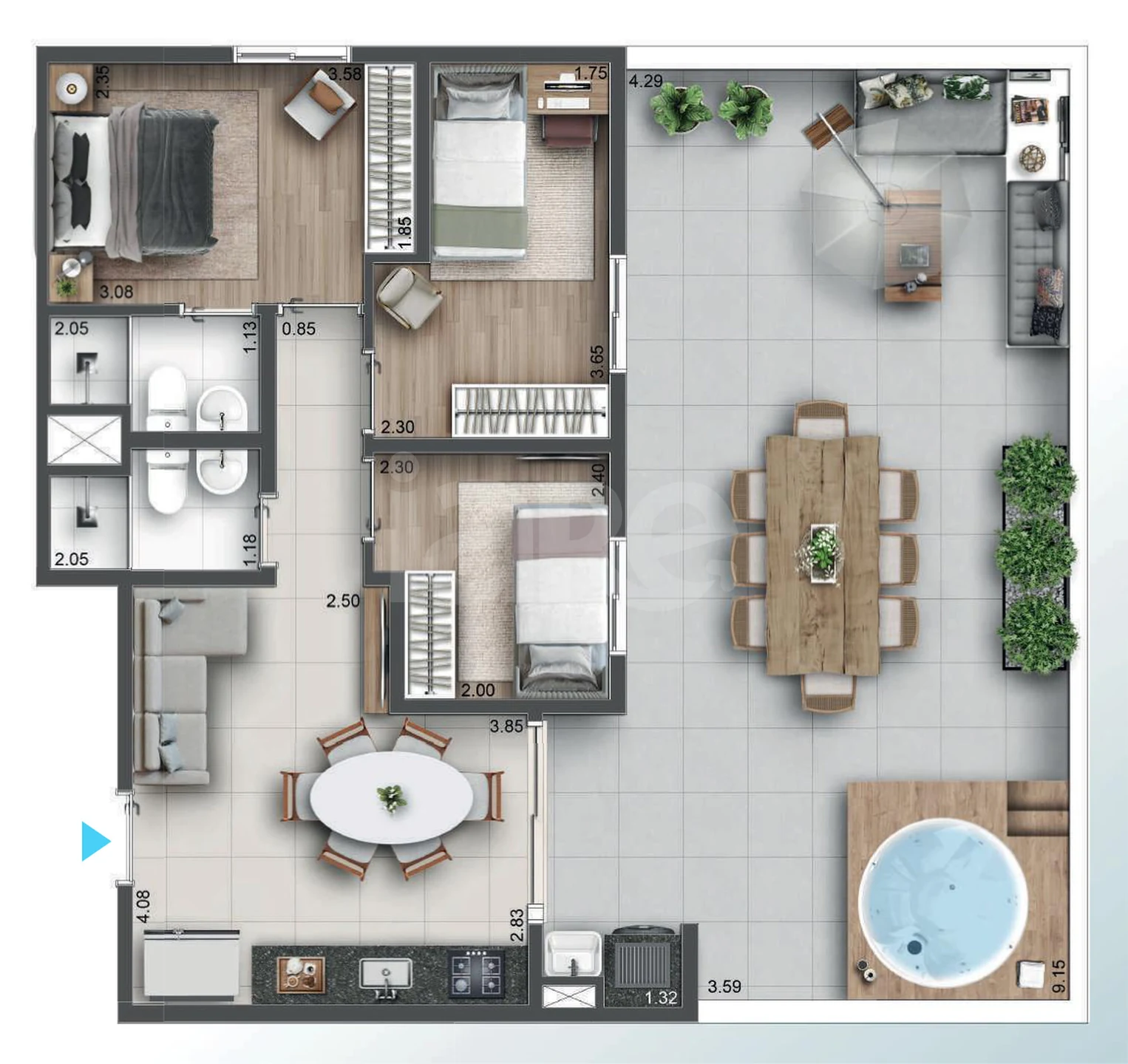 Planta — Garden 92 m²