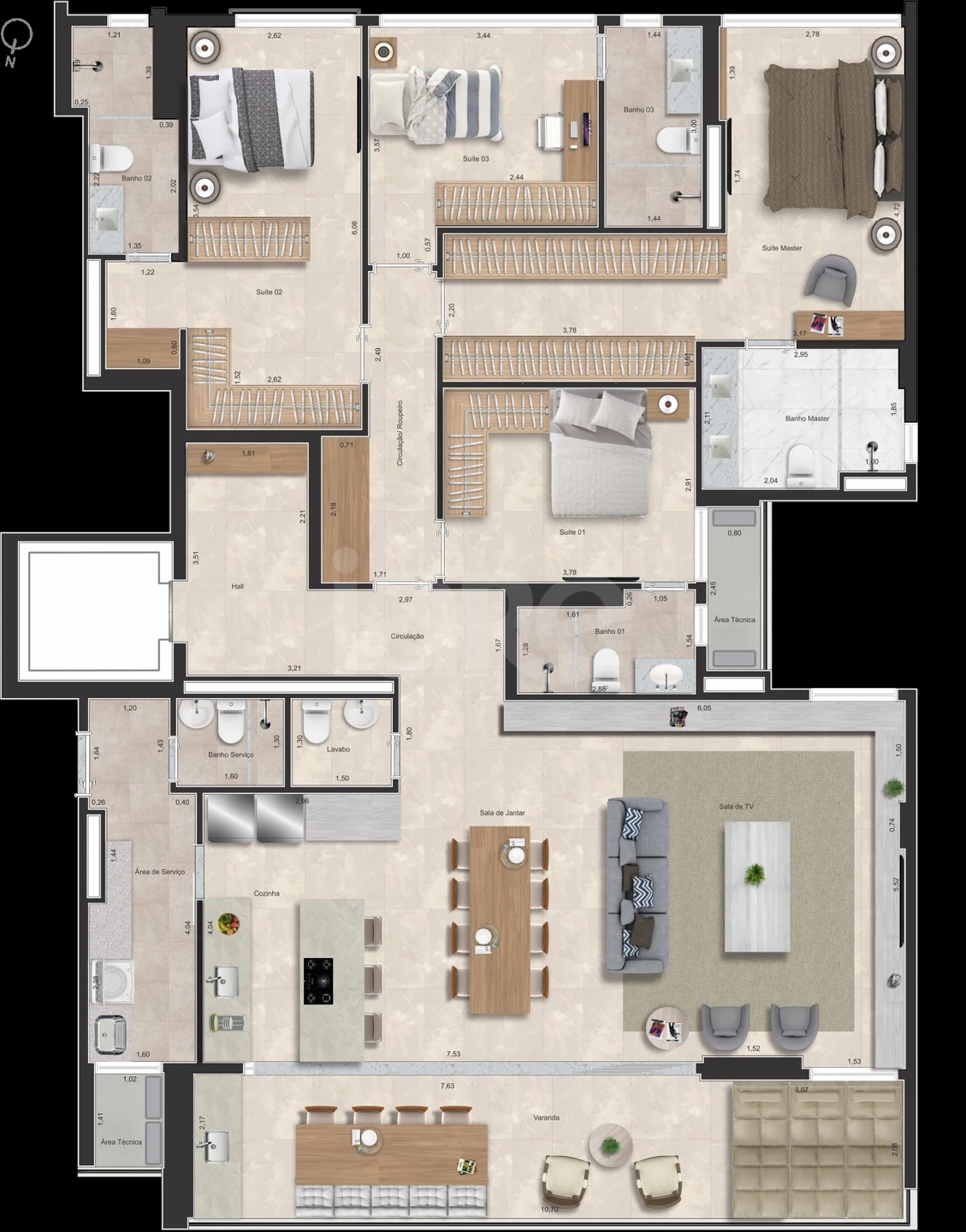 Planta — Apartamento 221,88 m²