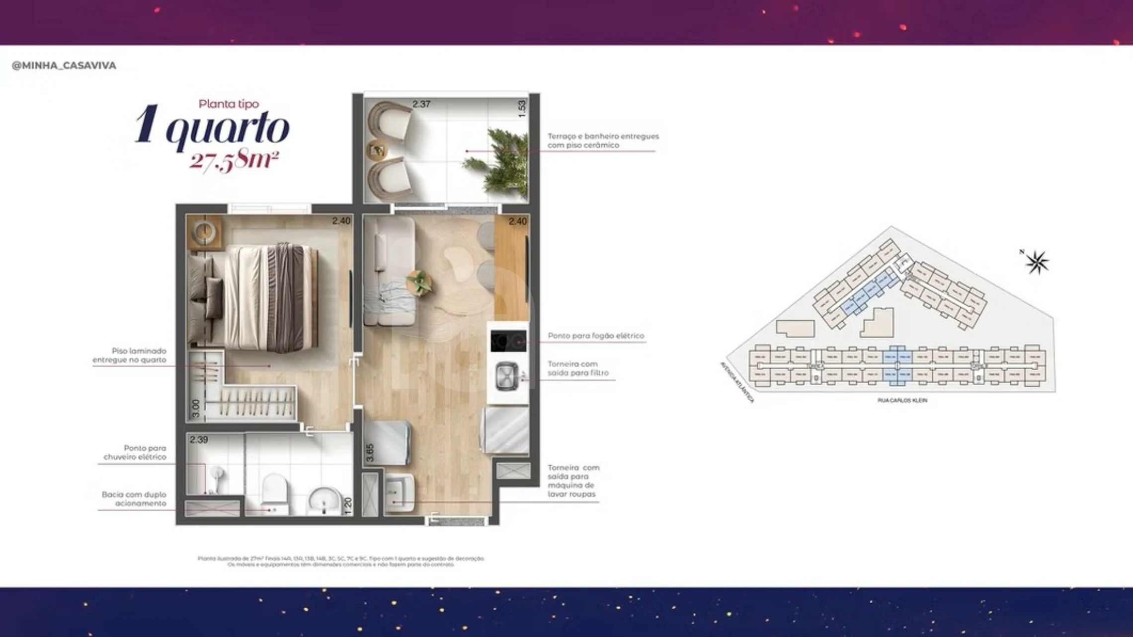 Planta — Apartamento 28 m²