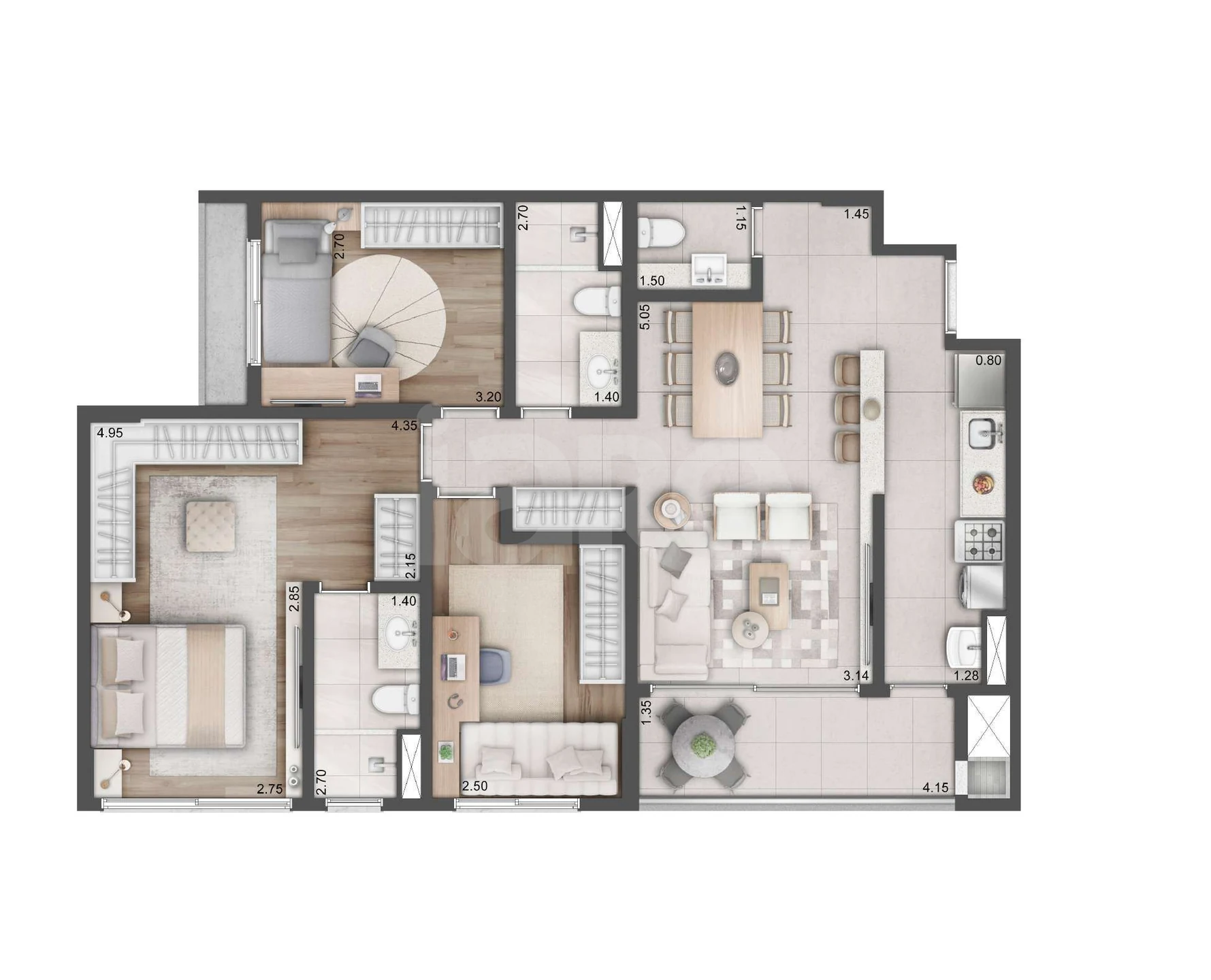 Planta — Apartamento 93,46 m²