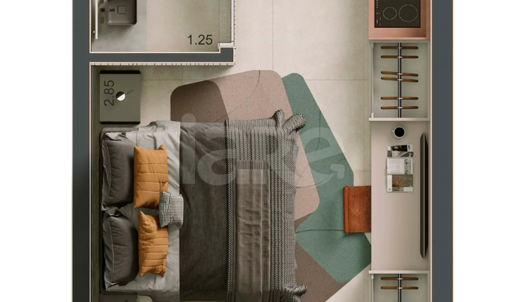 Planta — Studio 24,61 m²