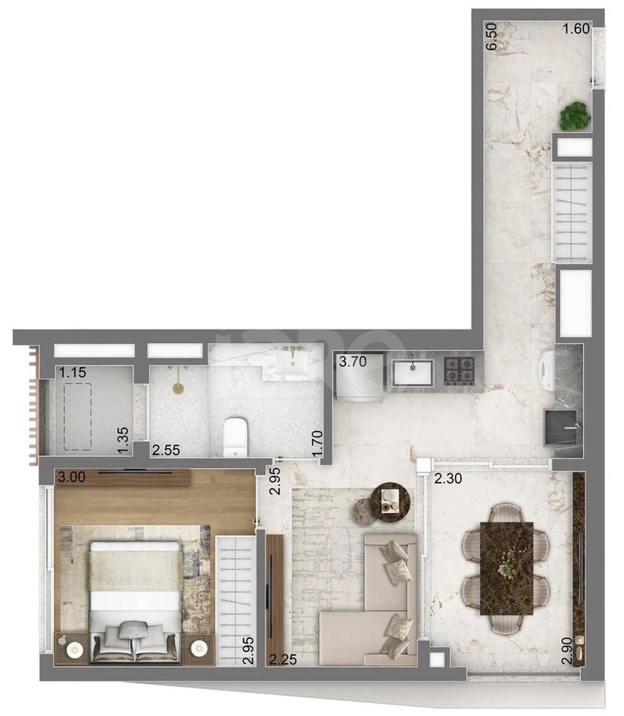 Planta — Apartamento 52,6 m²