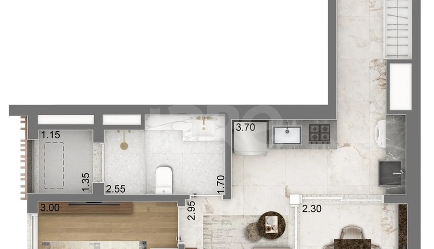 Planta — Apartamento 52,6 m²