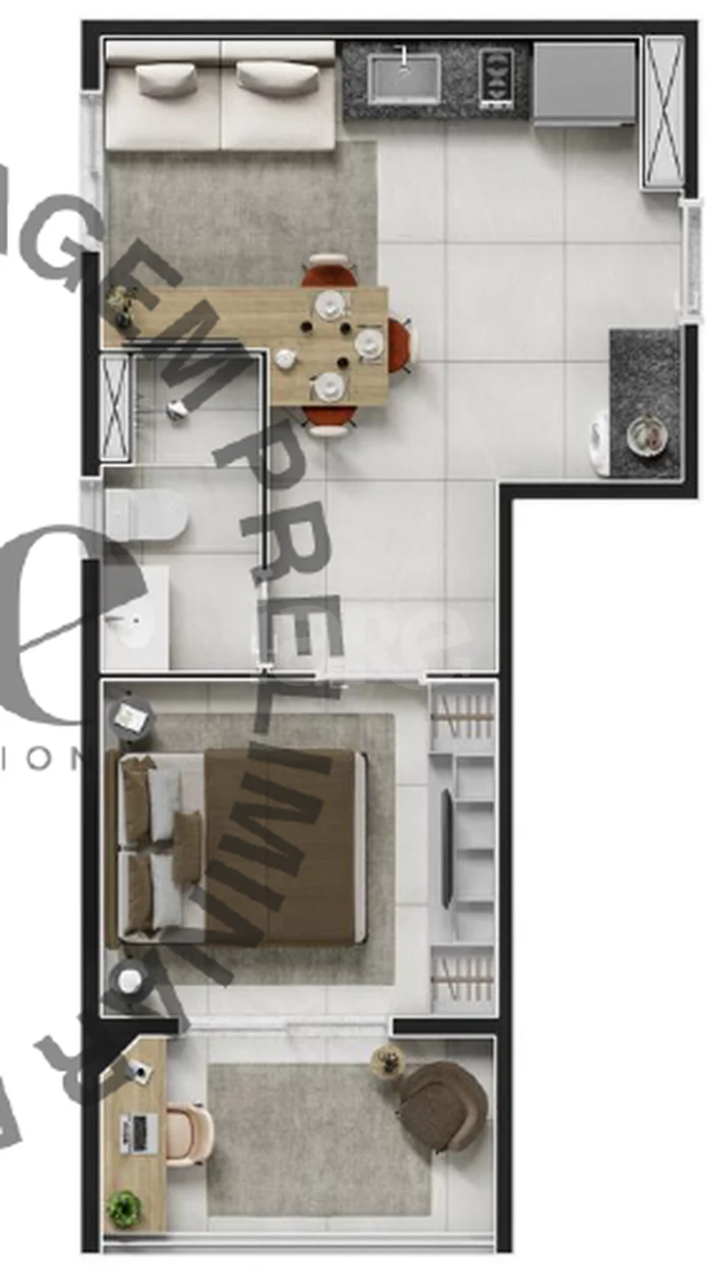 Planta — Apartamento 34,39 m²