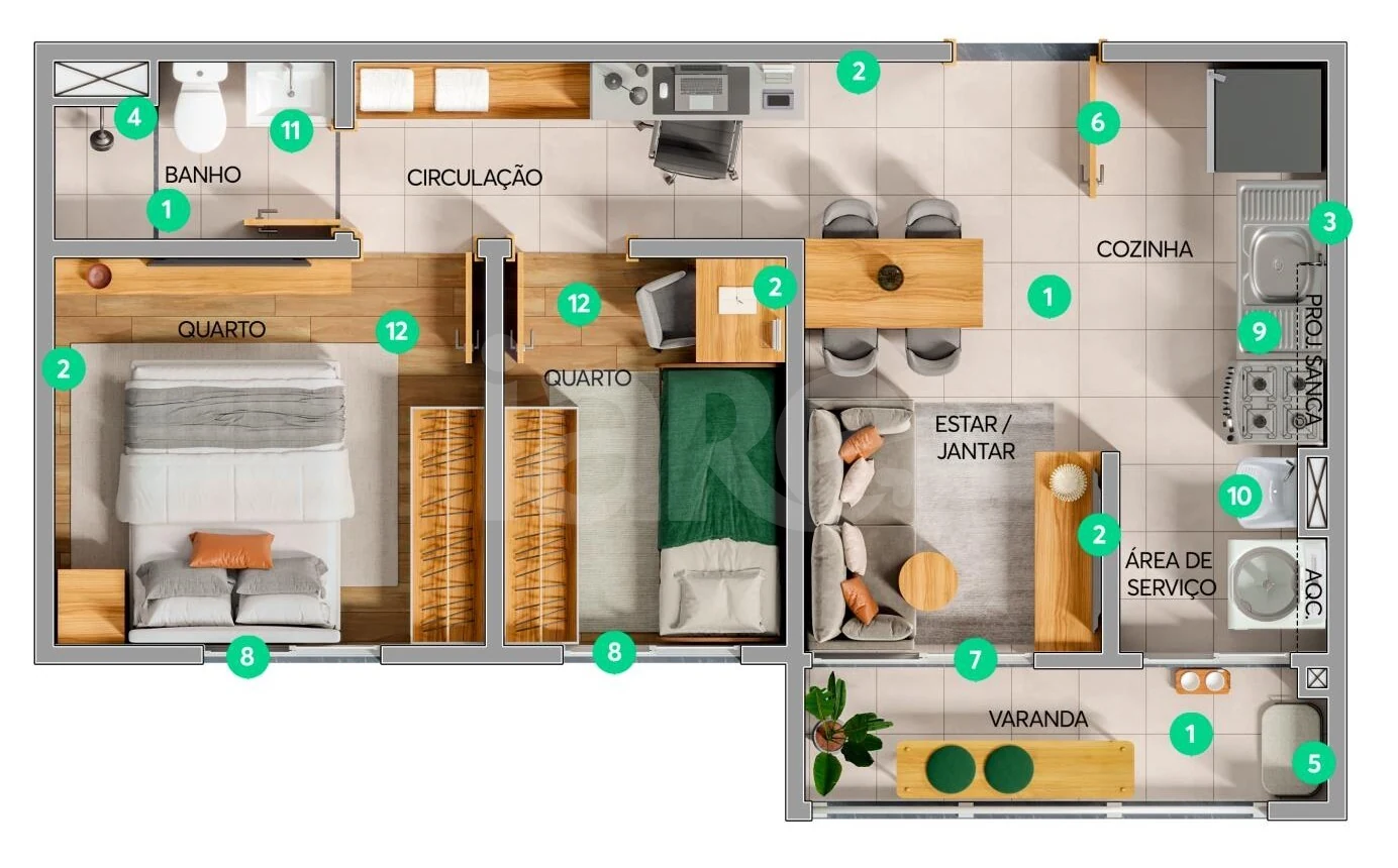 Planta — Apartamento 35,36 m²