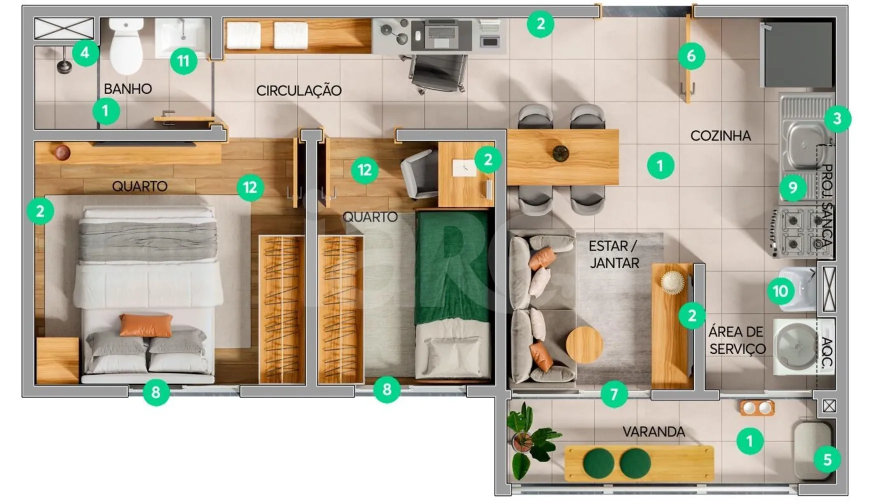 Planta — Apartamento 35,36 m²
