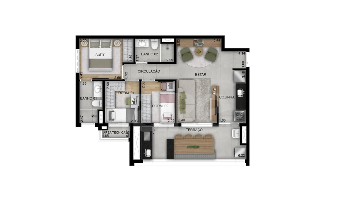 Planta — Apartamento 69 m²