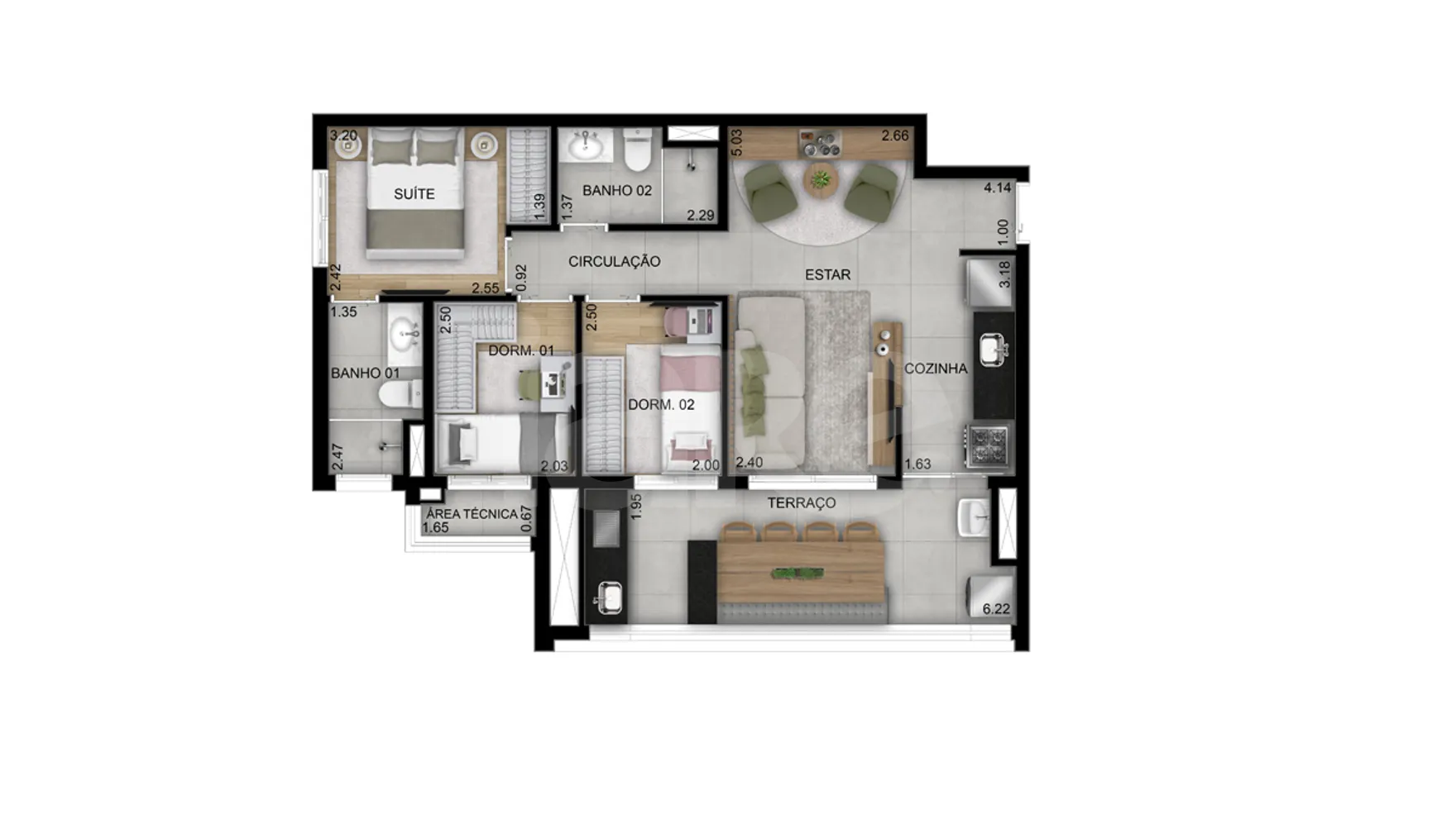Planta — Apartamento 69 m²