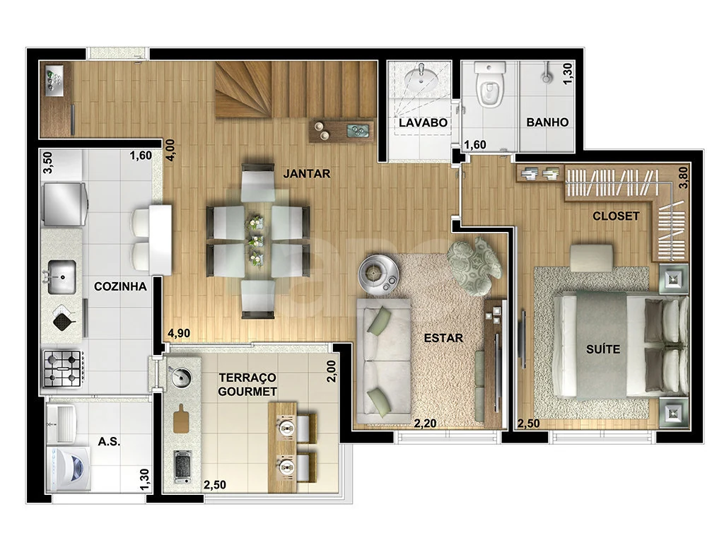 Planta — Cobertura Duplex 117,28 m²