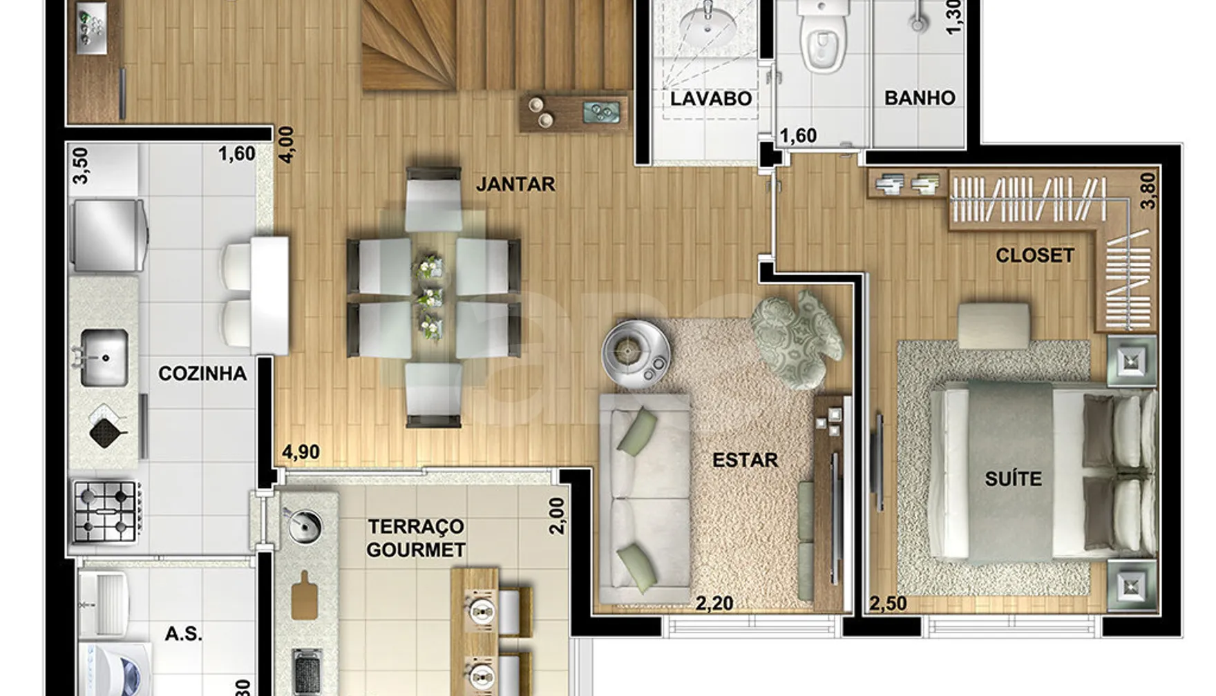 Planta — Cobertura Duplex 117,28 m²