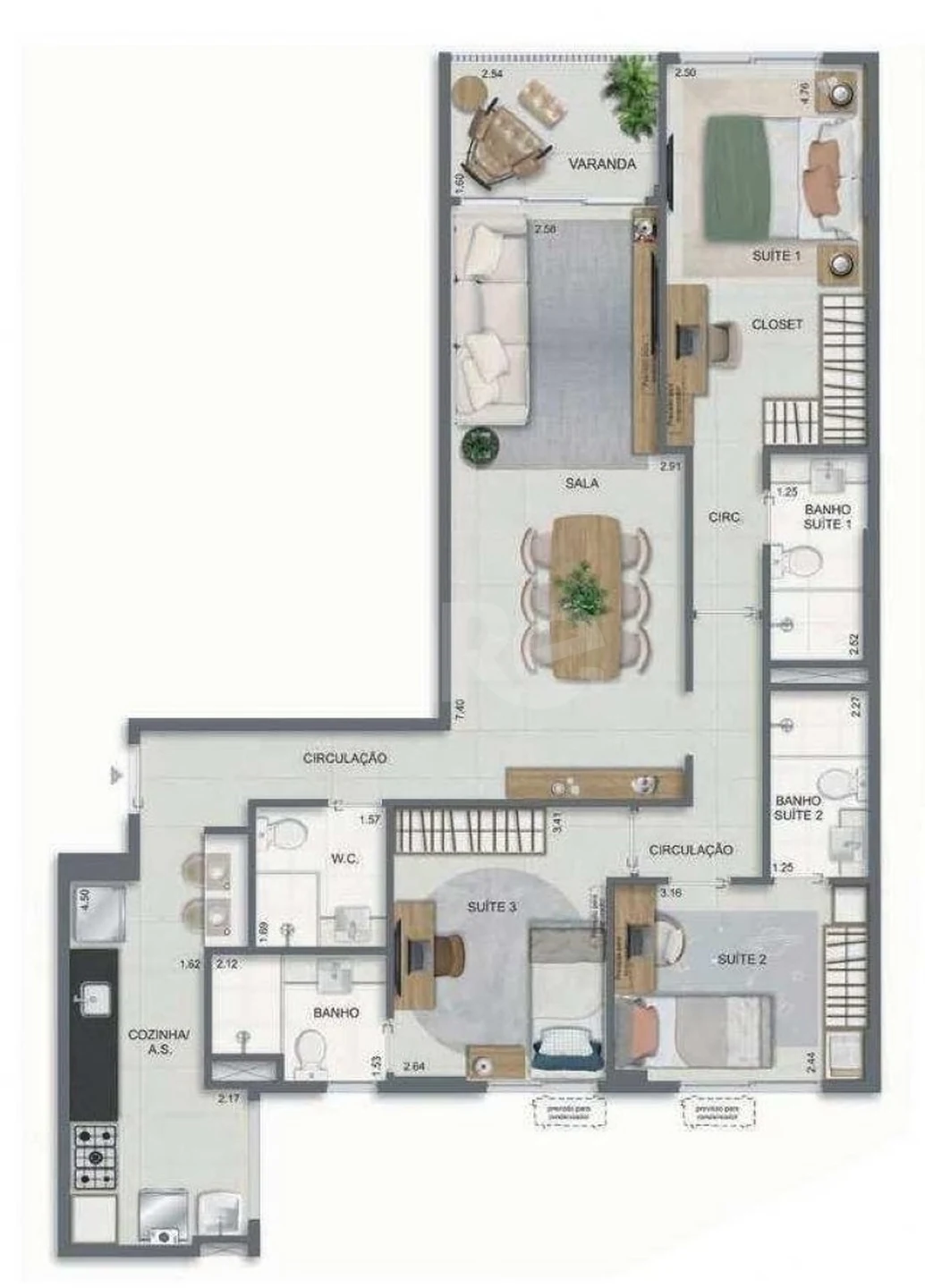 Planta — Apartamento 97,71 m²
