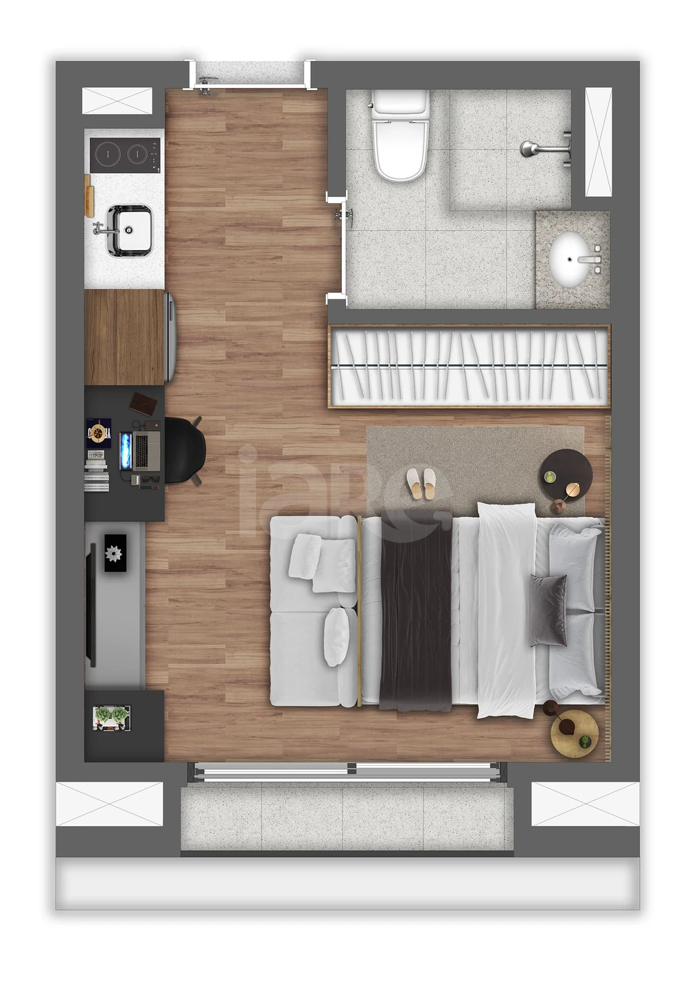 Planta — Studio 23,42 m²