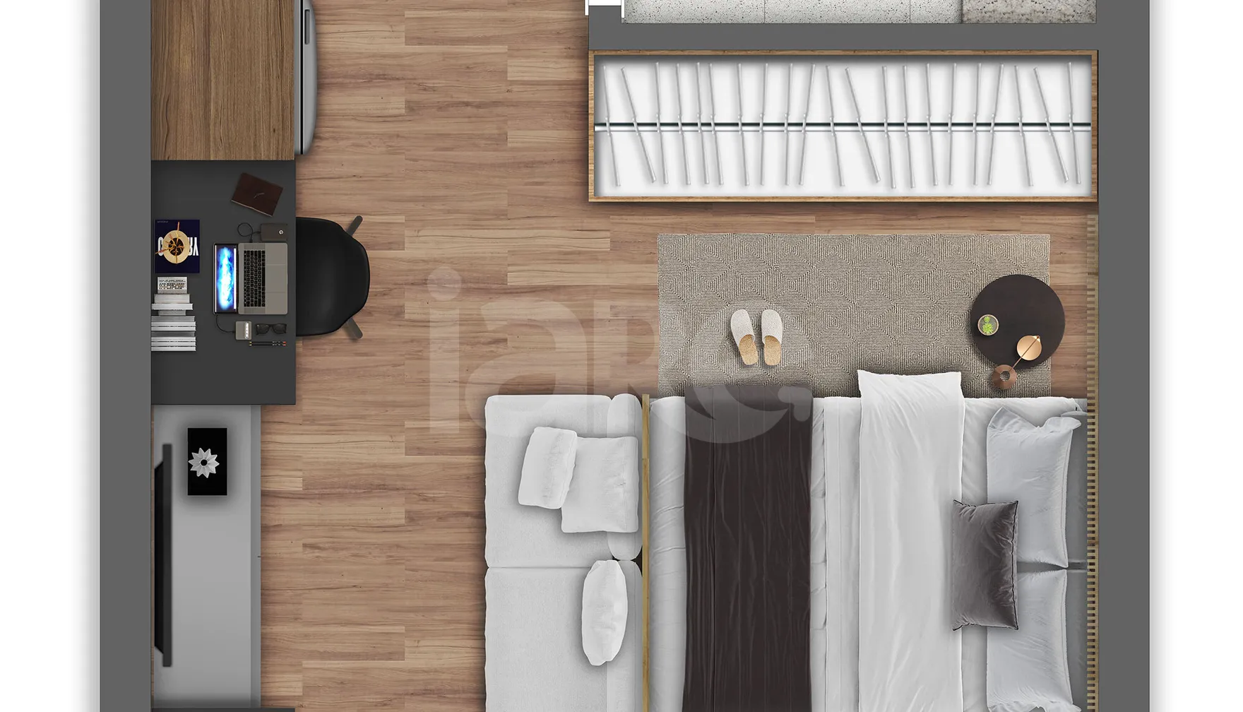 Planta — Studio 23,42 m²