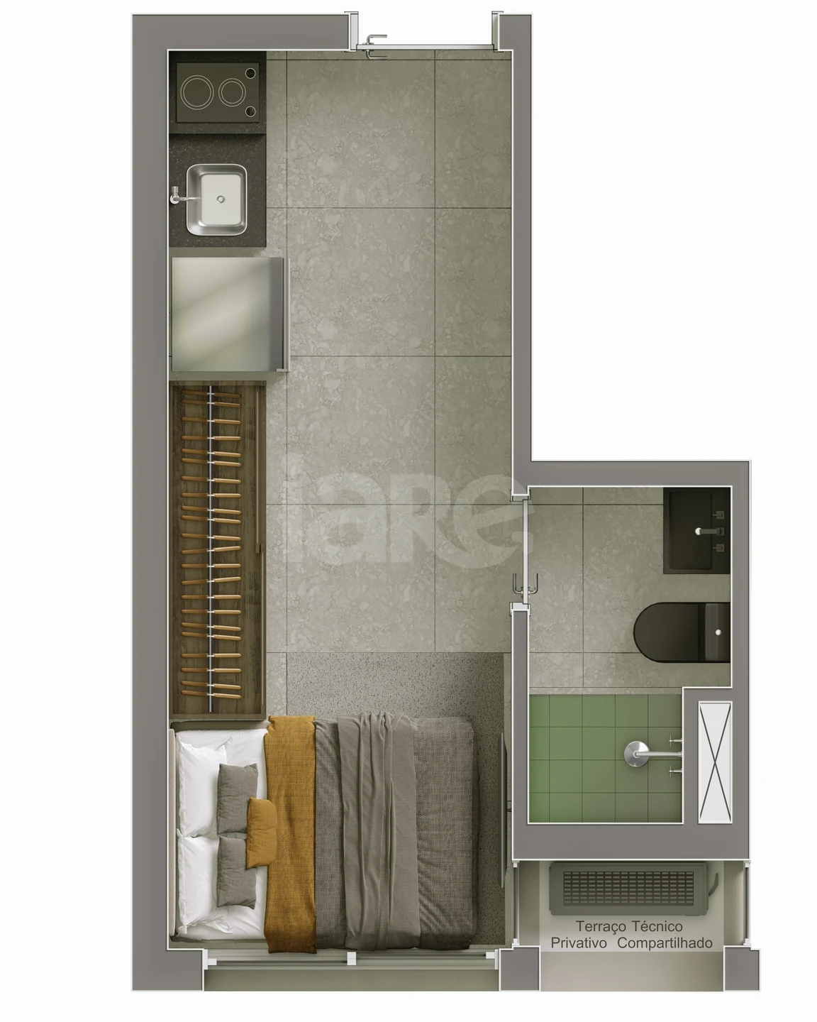 Planta — Studio 17,03 m²