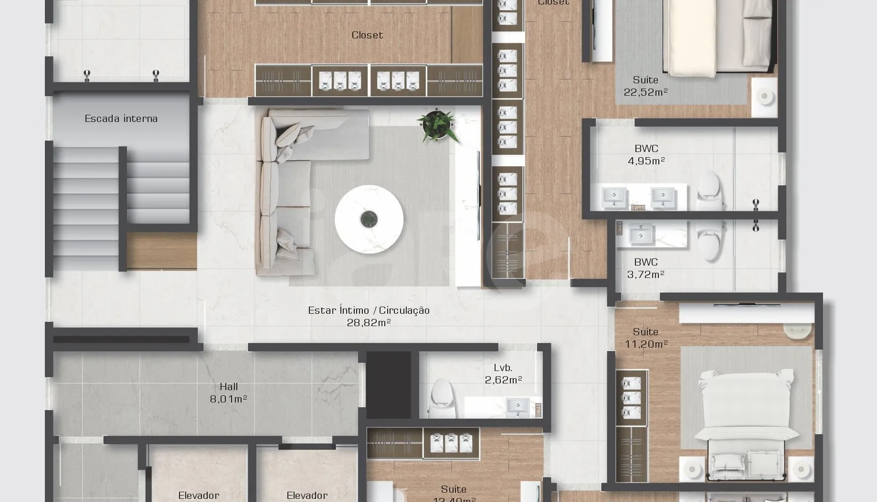 Planta — Cobertura Duplex 344,61 m²