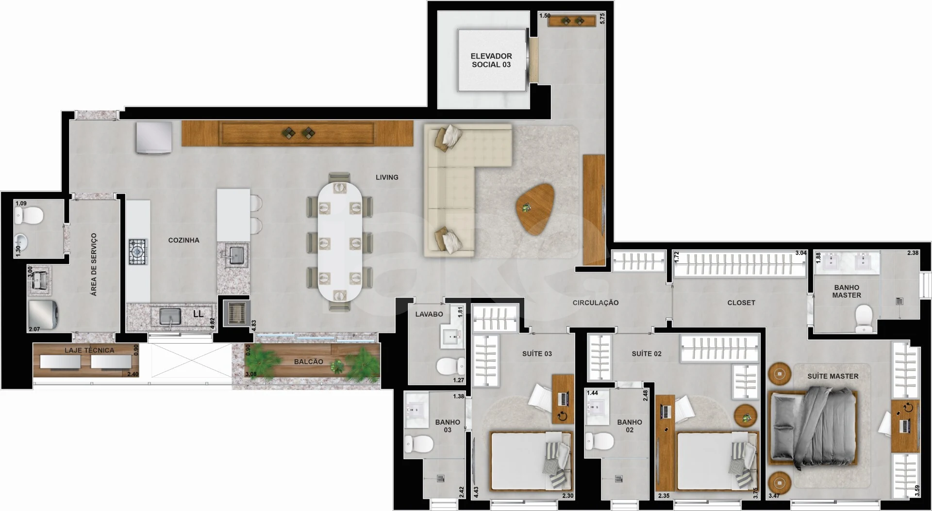 Planta — Apartamento 149 m²