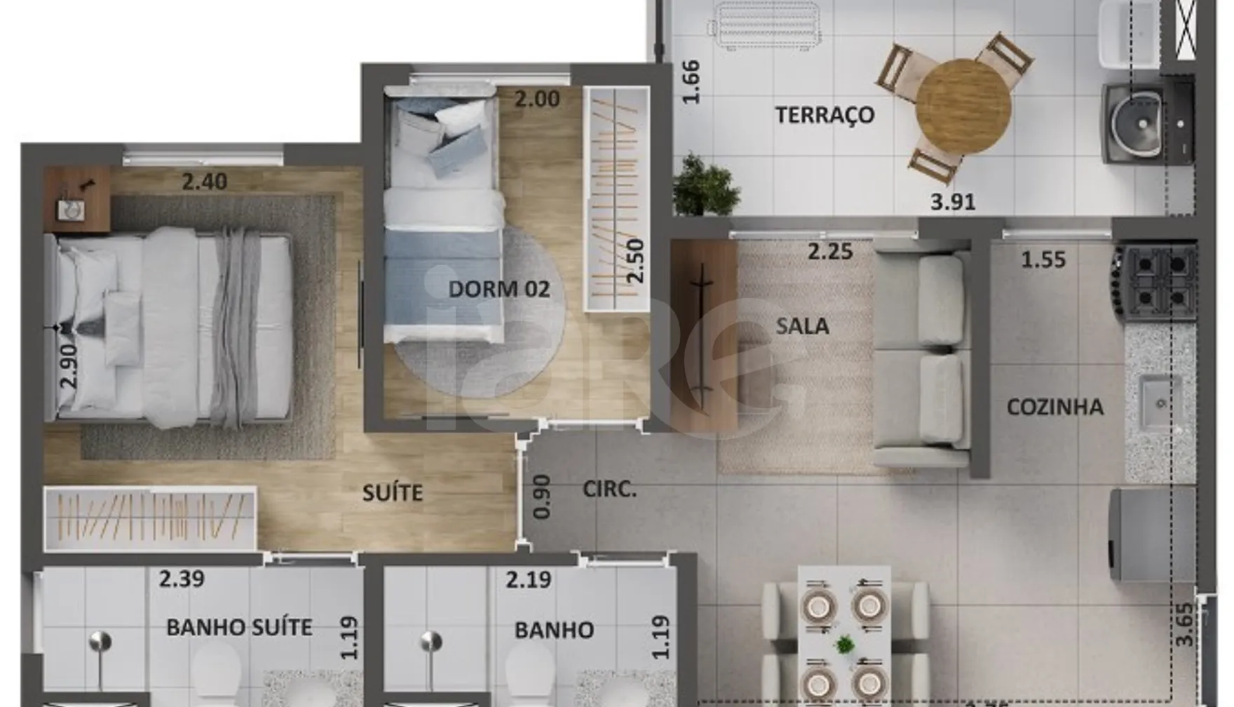 Planta — Apartamento 45 m²
