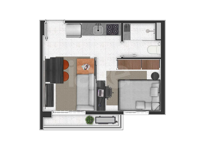 Planta — Apartamento 27,5 m²