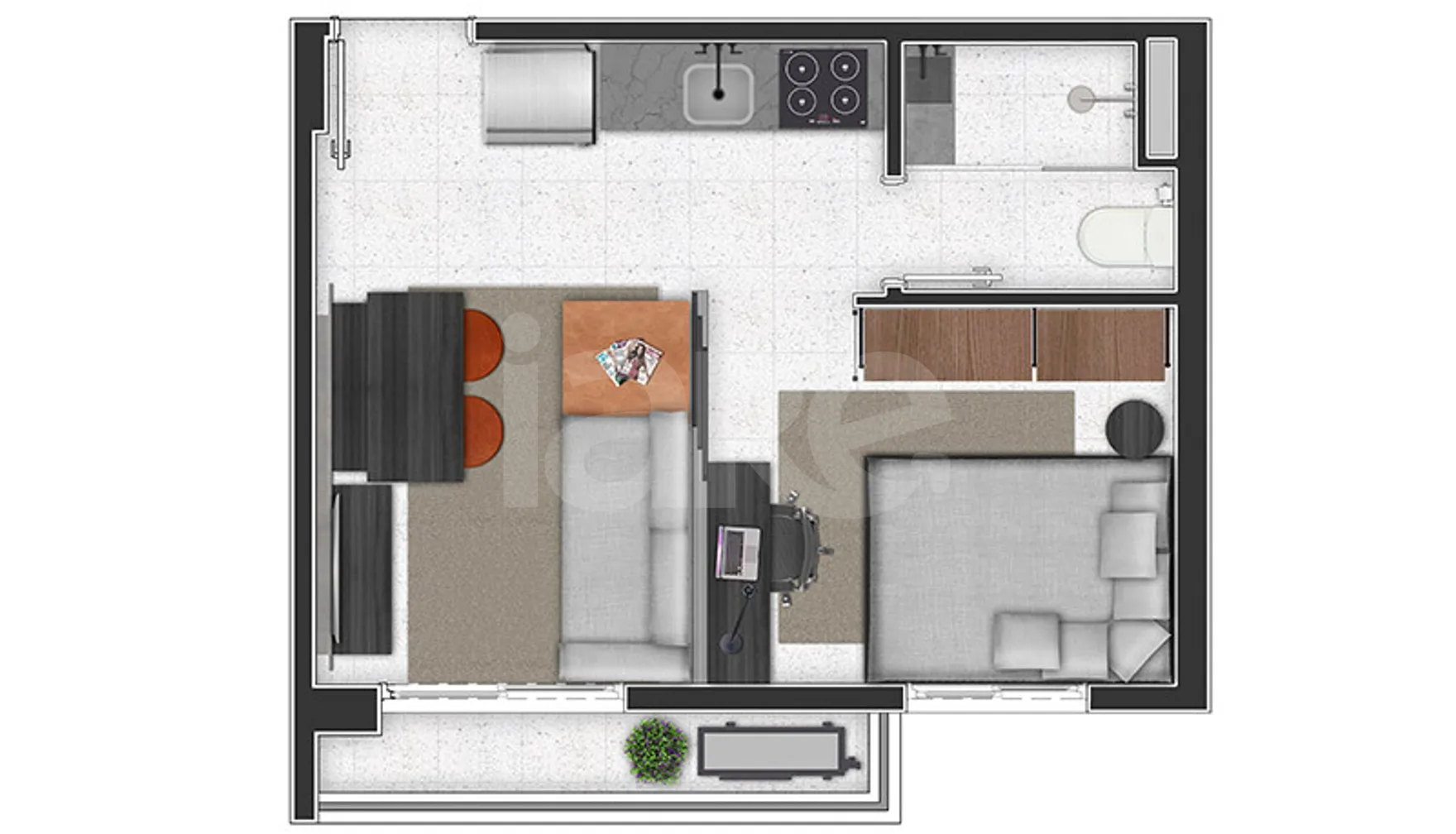 Planta — Apartamento 27,5 m²