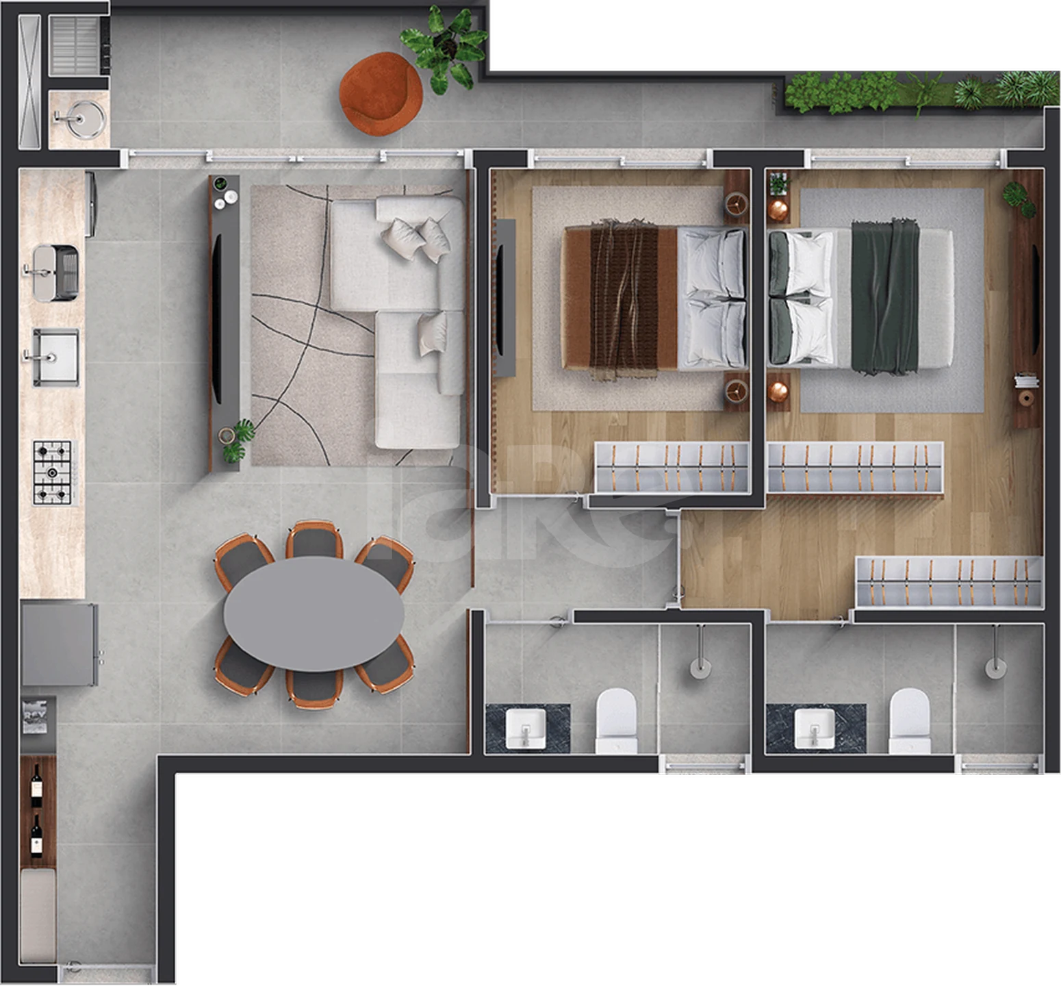 Planta — Apartamento 75,92 m²