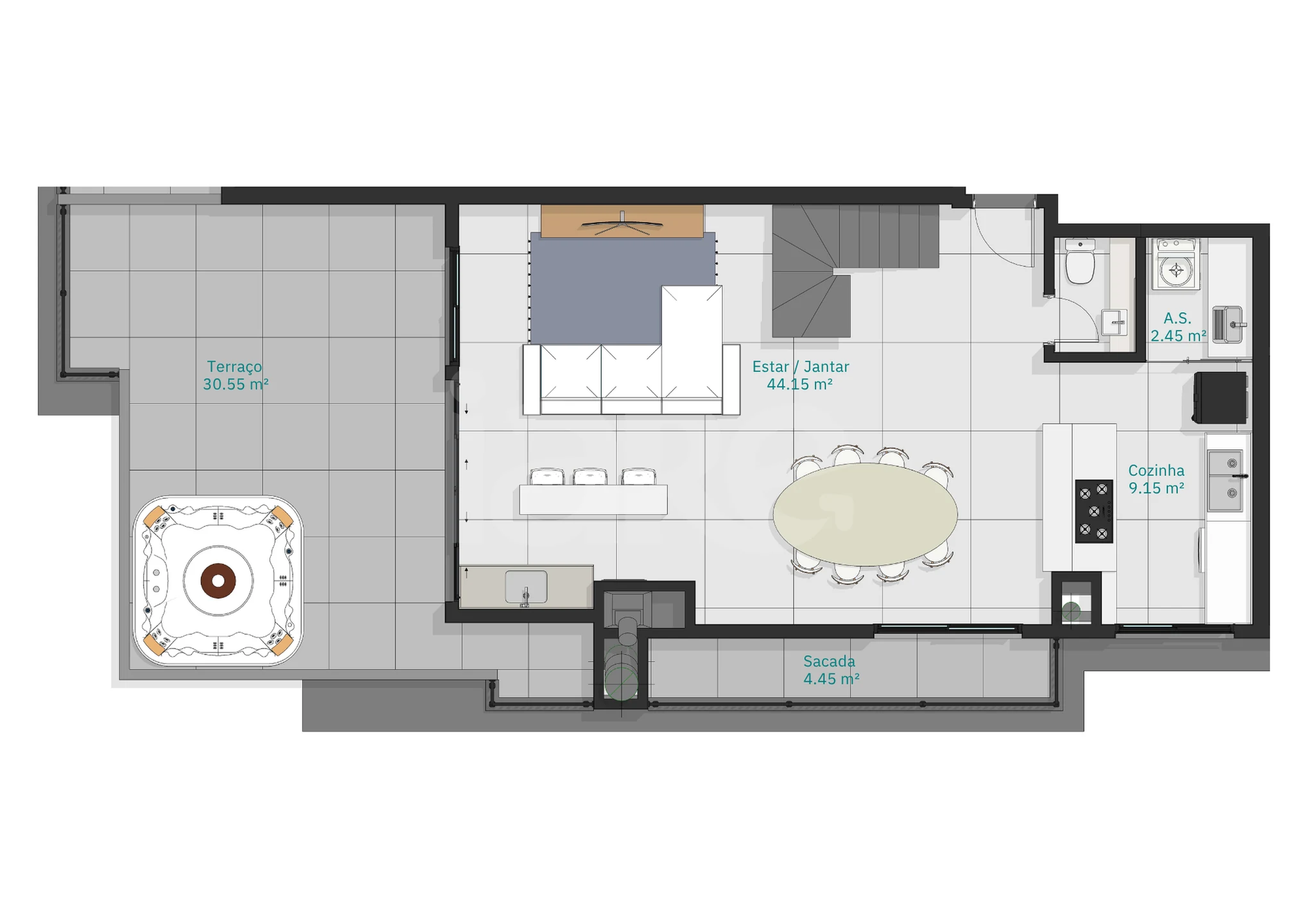 Planta — Cobertura Duplex 170,51 m²